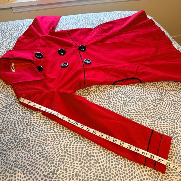 Leshop | Vibrant Red Double Breasted Trench Coat - Picture 6 of 11